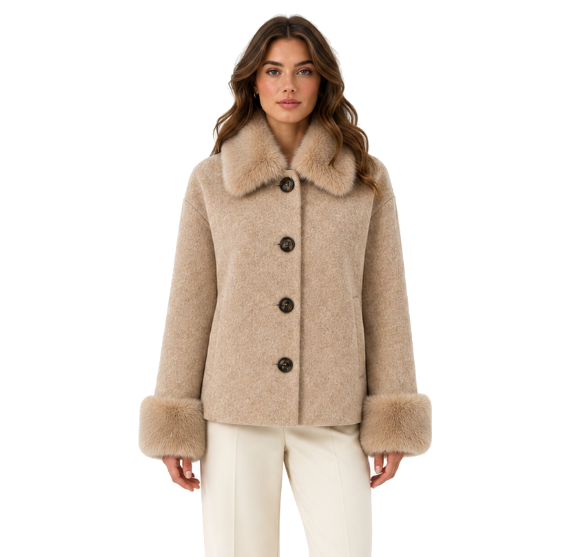 Loro Piana Fabric CAPPOTTO CORTO PELLICCIA CAMEL