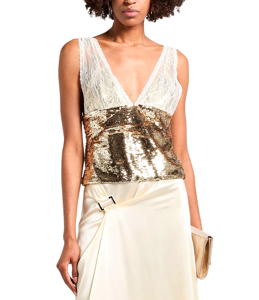 Patrizia Pepe TOP PAILLETTES GOLD