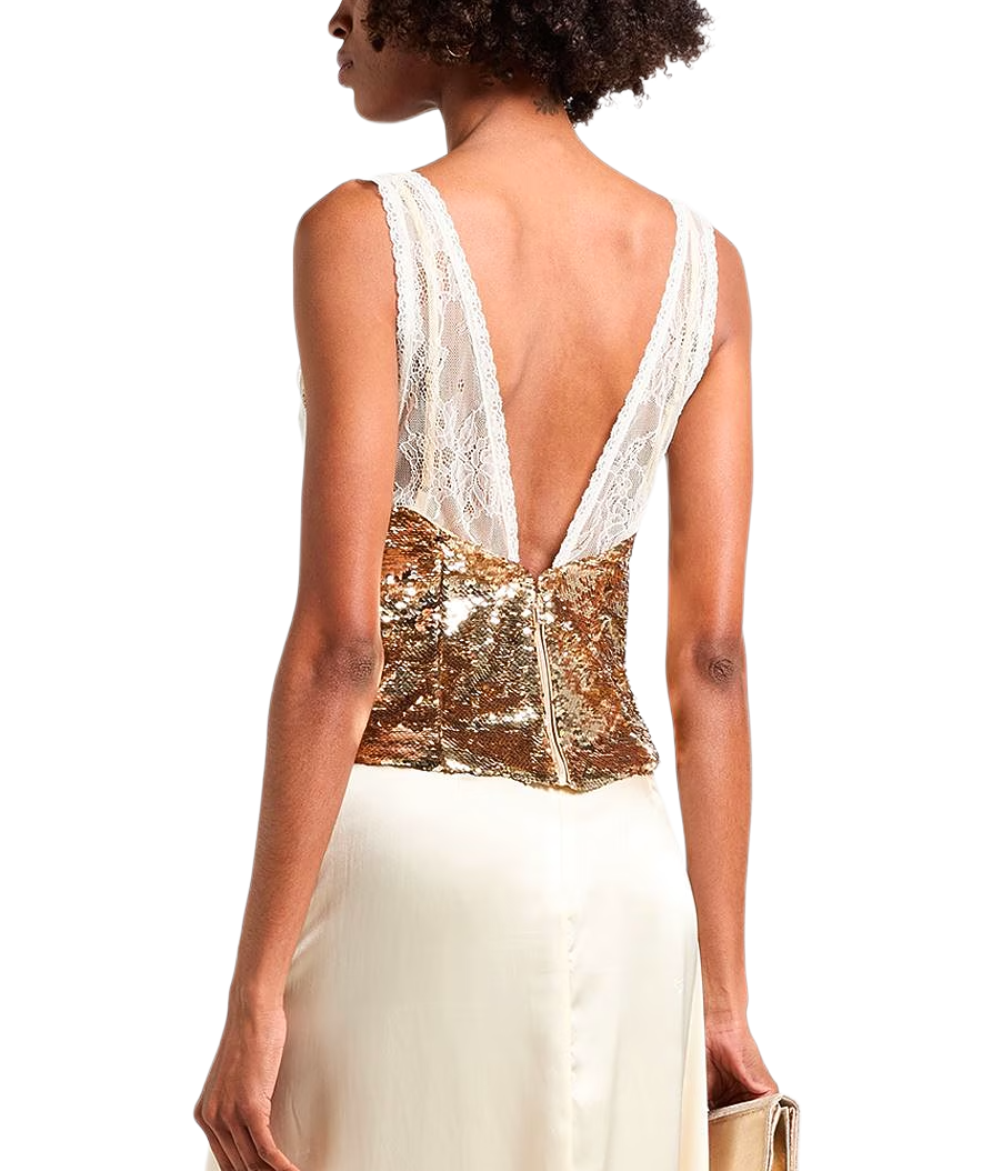Patrizia Pepe TOP PAILLETTES GOLD