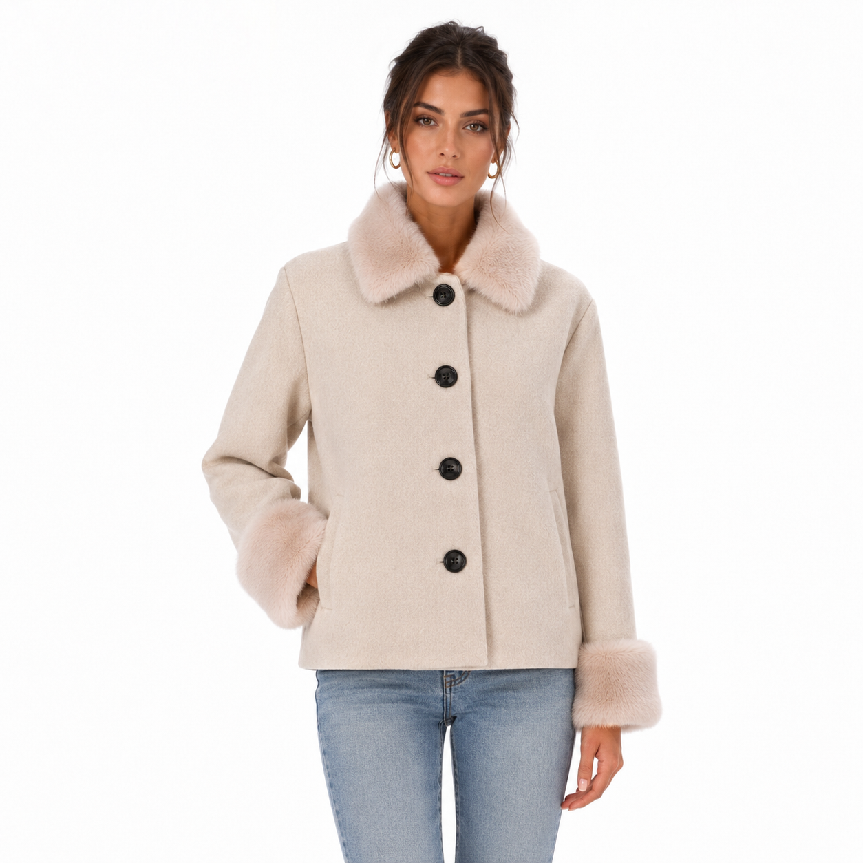 Loro Piana Fabric CAPPOTTO CORTO PELLICCIA BEIGE