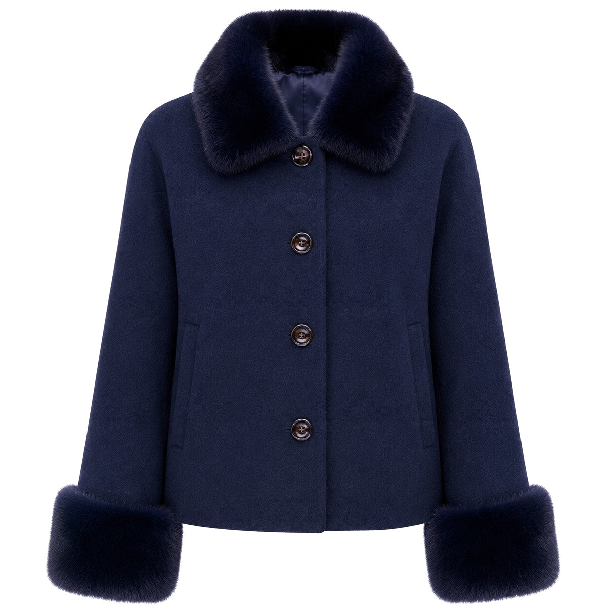 Loro Piana Fabric CAPPOTTO CORTO PELLICCIA BLU